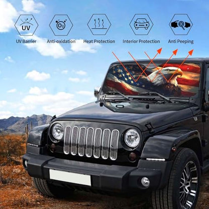 American Flag Car Sun Shade Windshield Sunshade Foldable Front Window Shield Cover for Truck SUV - color: Blue7