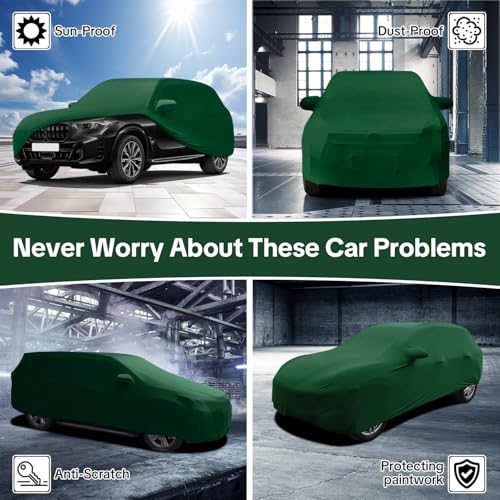 WinPower Indoor Car Cover SUV 198-208 Inch Soft Stretch Breathable Dustproof Scratch Protection Elastic Full Cover for Underground Garage Auto Show, Green - size: XXL-SUV(198-208 Inch)