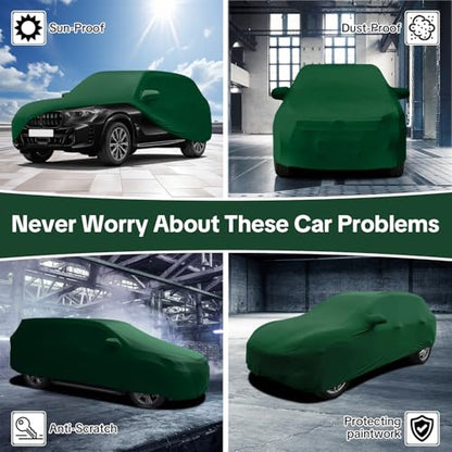 WinPower Indoor Car Cover SUV 198-208 Inch Soft Stretch Breathable Dustproof Scratch Protection Elastic Full Cover for Underground Garage Auto Show, Green - size: XXL-SUV(198-208 Inch)