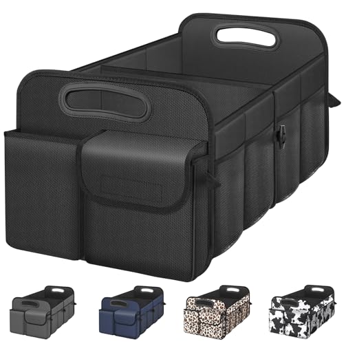 Femuar Car Trunk Organizer with Large Capacity Waterproof Car Accessories for Women & Men, Collapsible Trunk Organizer for Suv/Jeep/Sedan (Black, Standard) - color: Black, size: Standard