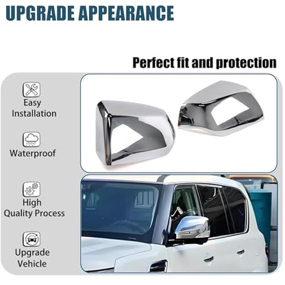 AUCERAMIC Chrome Side Mirror Cover Caps 2PCS Fit for 2021-2025 Chevy Tahoe Suburban, GMC Yukon/Yukon XL, Cadillac Escalade Stick-On Overlay