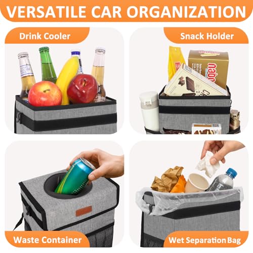 Vankor Car Trash Can Trash Bag Bin Hanging Waterproof Automotive Car Garbage Cans Leak Proof Vehicle Trash Can Grey - color: Grey, size: 2.2 Gallons