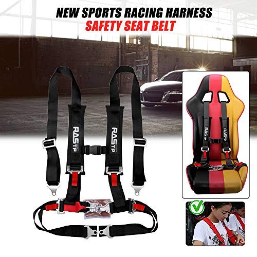 RASTP 4 Point Safety Harness Set with Ultra Comfort Heavy Duty Shoulder Pads,(Pack of 1) (Black)