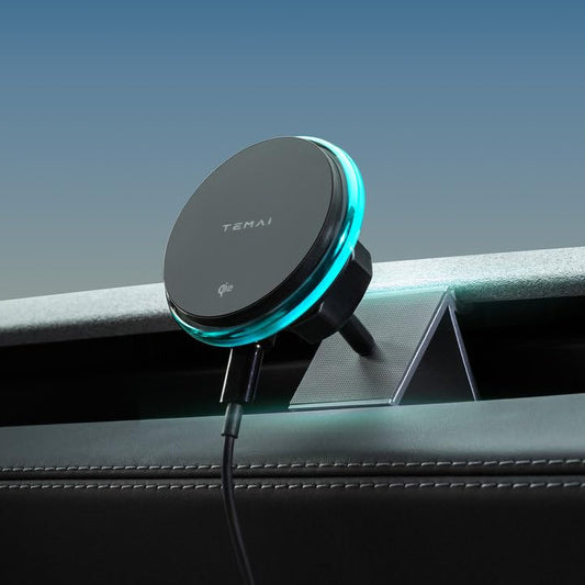 TEMAI Car Mount Charger, 15W MagSafe Wireless Car Charger & Phone Holder for Model Y Juniper(2025)- Strongest Magnetic Fast Charging Accessories Slideable Air Vent Mount with Silicone Pads - color: Slideable Vent Mount + Charging, size: Model Y Juniper(20