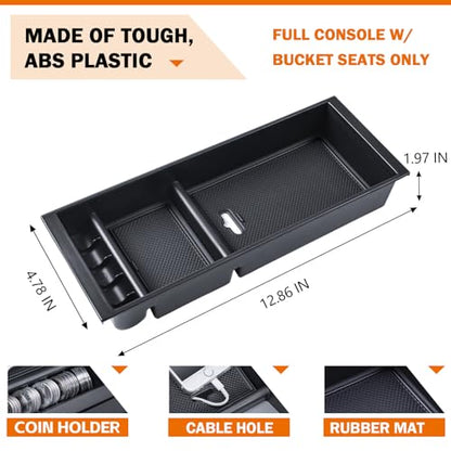 Center Console Organizer Compatible with 2015-2020 Ford F150 Accessories F250/350/450 SuperDuty (2017-2022) and Expedition (2018-2024) Armres Insert Tray, Full Console w/Bucket Seats ONLY