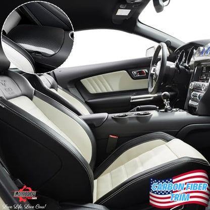 Carbon Fiber Center Console Cover Armrest Lid Cover for 2015-2024 Ford Mustang GT/Ecoboost/ S550/ S650/ Shelby GT350/GT350R/GT500 Interior Trim Car Accessories - Gloss Black