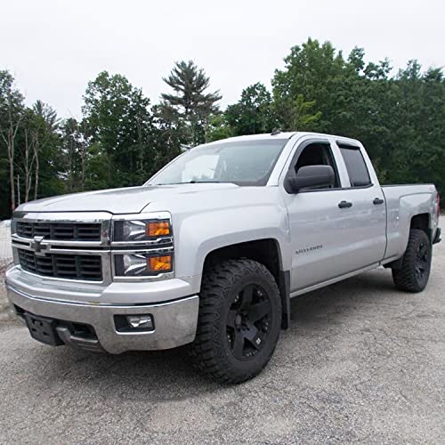 Side Window Visors rain Guards Vent Deflectors for 14-18 Chevrolet Silverado/GMC Sierra 1500 2500HD 3500HD Double/Extended Cab, Rain Guards Sun Shade Out Channel,Dark Smoke 4pcs 94528 - size: Compatible with Silverado/Sierra Extended 2014-18