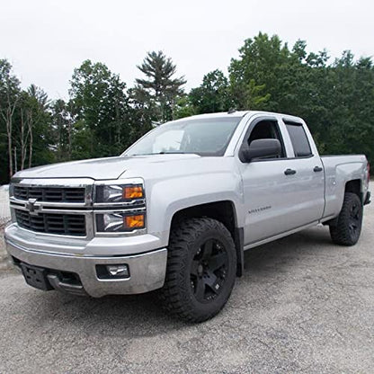 Side Window Visors rain Guards Vent Deflectors for 14-18 Chevrolet Silverado/GMC Sierra 1500 2500HD 3500HD Double/Extended Cab, Rain Guards Sun Shade Out Channel,Dark Smoke 4pcs 94528 - size: Compatible with Silverado/Sierra Extended 2014-18
