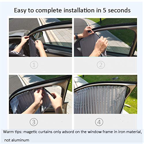 ZATOOTO Car Side Window Sun Shade - 2 Pcs Grey Magnetic Privacy Sunshades - Curtain Keeps Cooler Screen for Baby Sleeping - color: Silver Faux Silk Louvered–Rear 2PCS