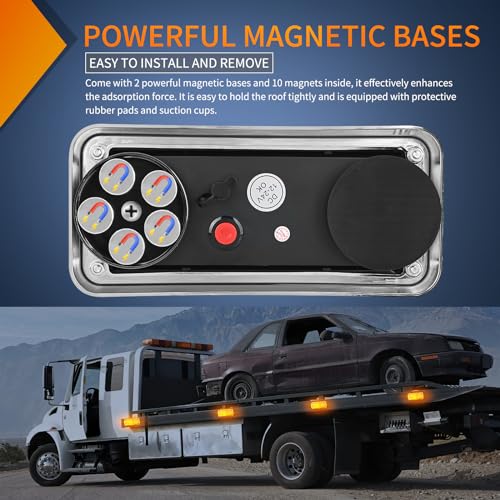 Nilight 2PCS 42LED Amber Magnetic Strobe Lights Portable Warning Hazard Light Surface Mount Waterproof 5 Patterns for 12V 24V Cars Trucks Van Off Road Vehicles ATV - color: 42LED Amber
