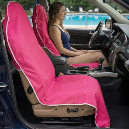 Dri Seats Waterproof Car Seat Cover – Premium Sweat Towel with Slip Resistant Backing for Front Seats in Cars, Trucks, SUVs – Universal Seat Covers & Liner, Easy Install (Fuchsia, Large) - color: Fuchsia, size: Large