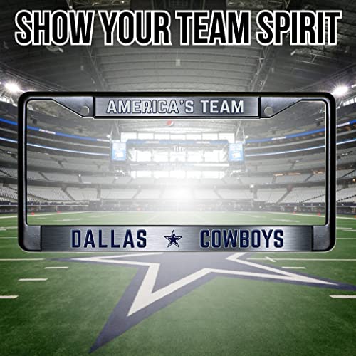 NFL Dallas Cowboys America's Team Black Chrome License Plate Frame - 2-Screw Mount - color: Cowboys