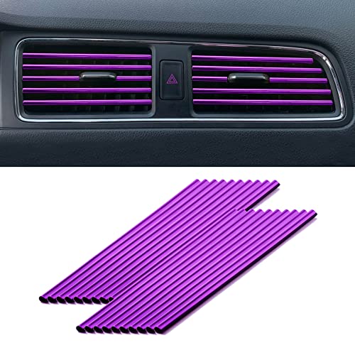 LivTee 20 Pieces Car Air Conditioner Decoration Strip for Vent Outlet, Universal Waterproof Bendable Air Vent Outlet Trim Decoration, Car Interior Accessories (Purple) - color: Purple
