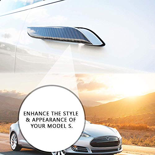 Door Handle Sills Protection Kit 4K Real Carbon Fiber Cover Compatible with Model S (4 Pieces Set)