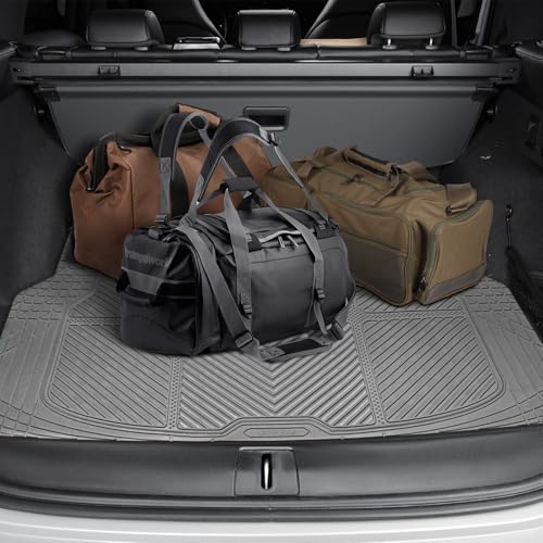 CAR PASS Heavy Duty Rubber Floor Mats Gray Car Mats Full Set with Trunk Cargo Liner - Universal Waterproof Floor Mats for Car SUV Truck, Durable All Weather Automotive Liner Mats (All Gray) - color: Gray Cargo Liner