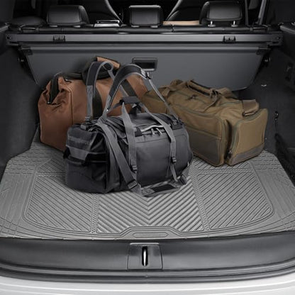 CAR PASS Heavy Duty Rubber Floor Mats Gray Car Mats Full Set with Trunk Cargo Liner - Universal Waterproof Floor Mats for Car SUV Truck, Durable All Weather Automotive Liner Mats (All Gray) - color: Gray Cargo Liner