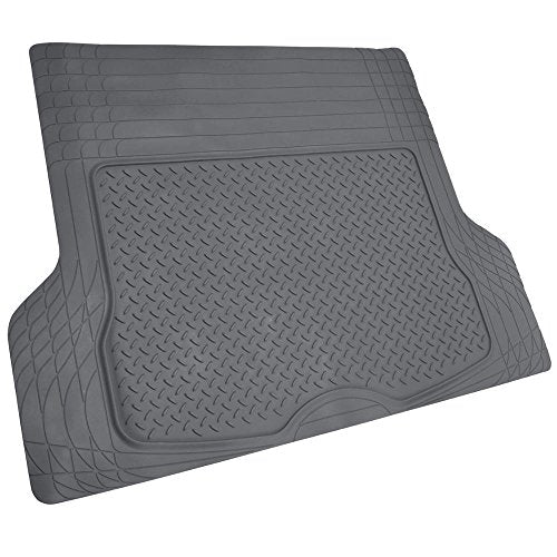 BDK Cat® CAMT-1003 (3-Piece) Deep Dish Rubber Car Floor Mats with Trunk Cargo Liner, Heavy Duty All Weather Trim to Fit Front & Rear Combo Set for Car Sedan SUV Van - color: Gray