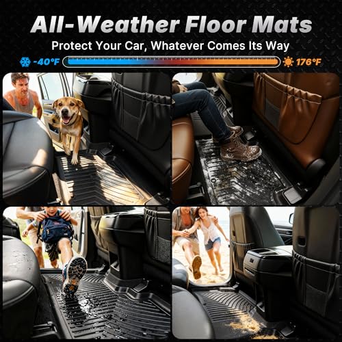 OEDRO Floor Mats Fit for 2019-2026 Chevy Silverado/GMC Sierra Denali 1500 & 2020-2026 Silverado/Sierra 2500HD/3500HD Crew Cab Without Rear Underseat Storage Box, TPE All-Weather Car Mats, Black - style: Bench Seat| Crew Cab| w/o underseat storage