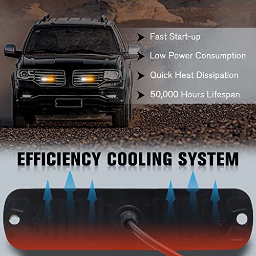DIBMS LED Emergency Strobe Lights, 8X Amber White 6 LED Strobe Warning Emergency Flashing Light Caution Construction Hazard Light Bar for Car Truck Van Off Road Vehicle ATV SUV Surface Mount - color: Amber White