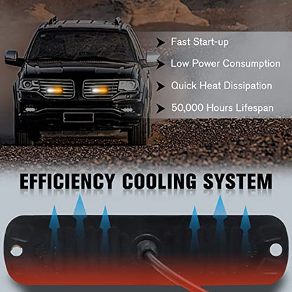 DIBMS LED Emergency Strobe Lights, 8X Amber White 6 LED Strobe Warning Emergency Flashing Light Caution Construction Hazard Light Bar for Car Truck Van Off Road Vehicle ATV SUV Surface Mount - color: Amber White