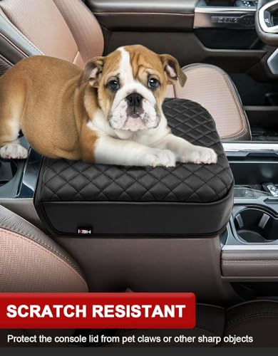 KBH Center Console Armrest Cover for 2023 2024 2025 2026 Ford F250 F350 F450 F550 Super Duty, Vinyl Leather Trim, Arm Rest Lid Cushion Protector, Anti-Scratch, Black (Fits Bucket Seat Console Only) - color: Black