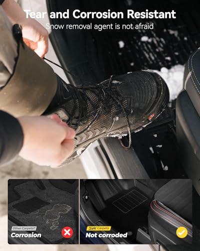 3W Floor Mats & Front Carpets Fit 2022-2026 Toyota Tundra (Only for CrewMax Cab), SR/SR5/TRD PRO/Limited/Platinum/Castone Custom Fit All-Weather TPE Front & Rear Row Floor Liner Black - size: 7. Tundra|22-26|Floor Mats&Carpet