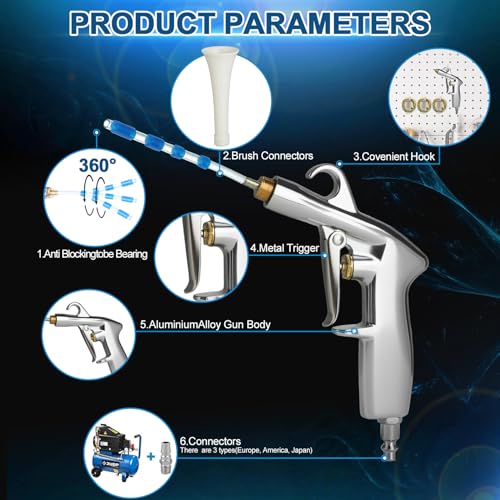 PARAROSE Car Detailing Cleaning Gun,Car Detailing Kit Interior Cleaner,High Pressure Blower Gun,Car Detailing Tools for Car Quickly Blasts Dirt and Dust Works with Air (White) - color: white