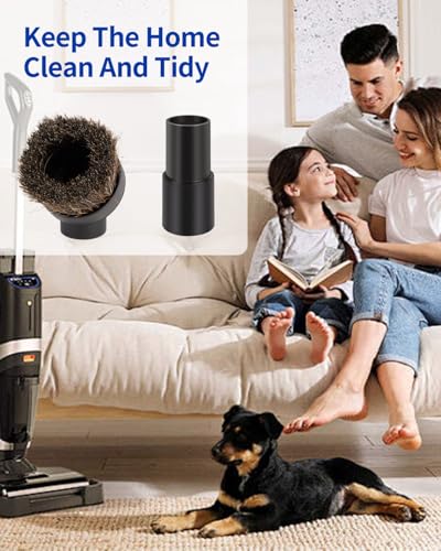 Round Horse Hair Brush Vacuum Attachment for Shark Vacuum Brush Attachment with 1-1/4” to 1-3/8” Adapter, For Shark Vacuum Attachments, for Dusting Car Seats & Upholstery, 2 Pack - style: Round Dust Brush-2PCS