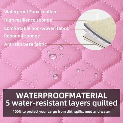 Elantrip 2PCS Front Car Seat Covers Pink Leather Auto for Women Airbag Compatible Diamond Pattern PU Seat Cover Universal Fitness - color: Pink, size: Front Set