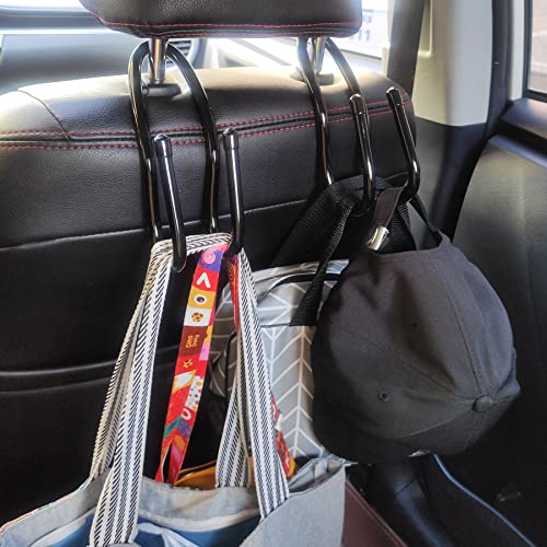 Adjustable Car Seat Headrest Hook 4 Pack Car Storage Organizer Headrest Hanger Holder Hooks for Bags Purses Jackets Sweaters Hats Umbrella, Seat Hooks for Vehicle