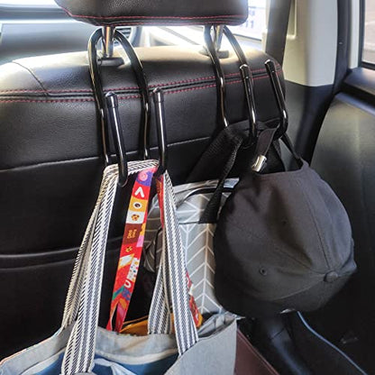 Adjustable Car Seat Headrest Hook 4 Pack Car Storage Organizer Headrest Hanger Holder Hooks for Bags Purses Jackets Sweaters Hats Umbrella, Seat Hooks for Vehicle