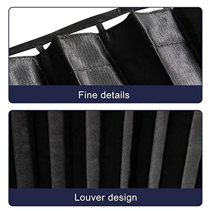 ZATOOTO Car Side Window Sun Shades - Front Privacy Magneic Black 2 Pcs Automotive Covers - Sunshades Curtain Prevent Glare and UV Rays for Baby - color: Black Faux Silk Louvered–Front 2PCS
