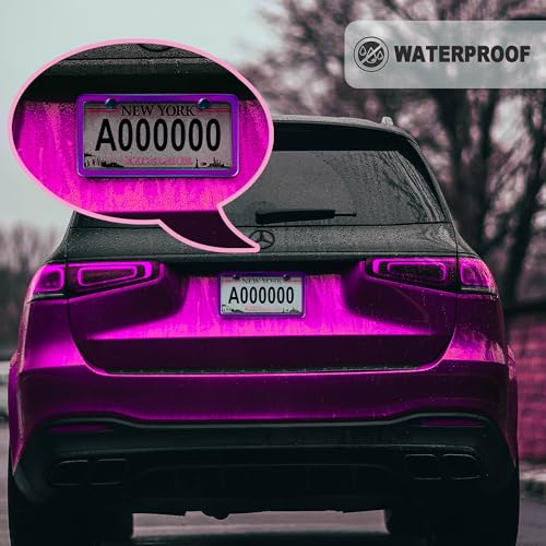 Iridescent License Plate Frame, 2 Holes Fashion Purple Stainless Steel Mirror Polish Holder, 2 Pack Waterproof Rust-Proof Universal US Car Frame, Including Screws, Caps and Rattle Proof Pads - color: Iridescent