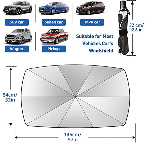 2026 Windshield Sun Shade Umbrella, Foldable Car Umbrella Sunshade with UV Block Car Front Window (Heat Insulation Protection) for Auto Windshield Covers Blackout Trucks Cars (Large) - size: Large