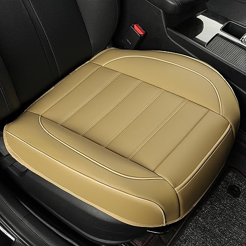 1 Pack Leather Front Car Seat Covers,Bottom Seat Covers for Cars,Driver Car Seat Cover,Luxury Seat Protectors,Waterproof,Full Wrap,for Most Vehicles,Sedan,Truck,SUV(Beige) - color: Parallel Beige, size: 1 PC