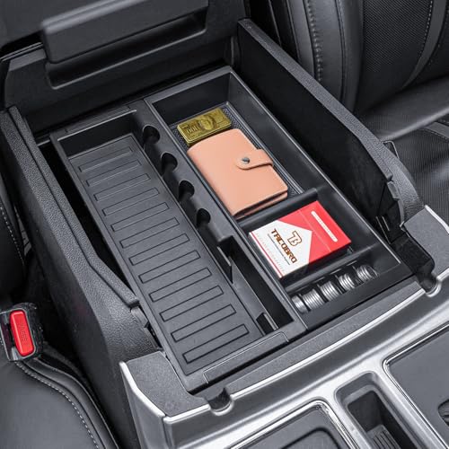 Center Console Organizer Compatible with 2015-2020 Ford F150 Accessories F250/350/450 SuperDuty (2017-2022) and Expedition (2018-2024) Armres Insert Tray, Full Console w/Bucket Seats ONLY