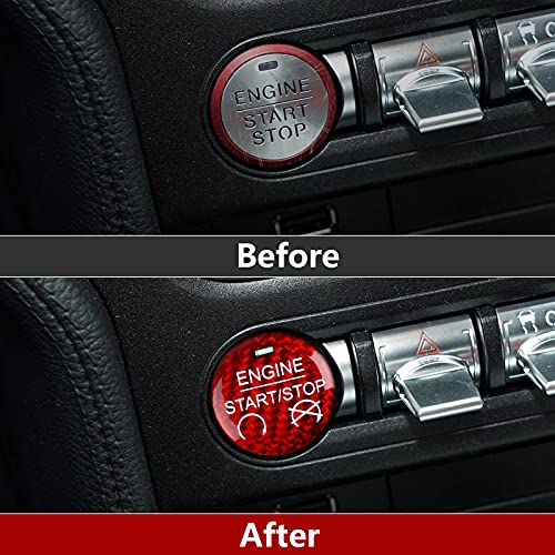 Car Engine Start Stop Button Sticker Carbon Fiber Decal for Ford Mustang 2015 2016 2017 2018 2019 2020 2021 2022 2023 Accessories - color: Engine Start Stop Button