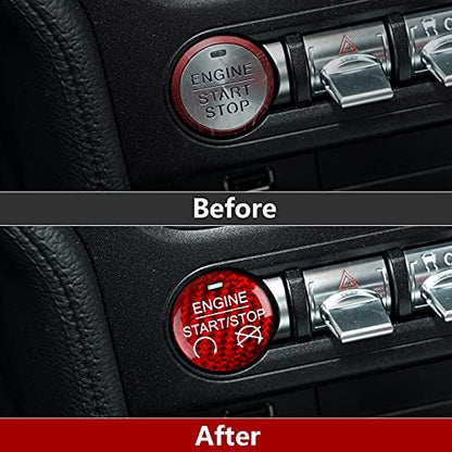 Car Engine Start Stop Button Sticker Carbon Fiber Decal for Ford Mustang 2015 2016 2017 2018 2019 2020 2021 2022 2023 Accessories - color: Engine Start Stop Button