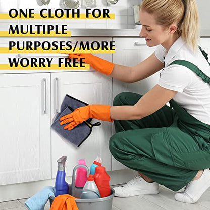 Nuenen 20 Pcs Microfiber Car Drying Towels Microfiber Cleaning Cloth 800 GSM Thick Plush Cleaning Dusting Cloth Auto Detailing Absorbent Towels Rags for Car Household Kitchen Window(Grey and Yellow) - color: Grey and Yellow