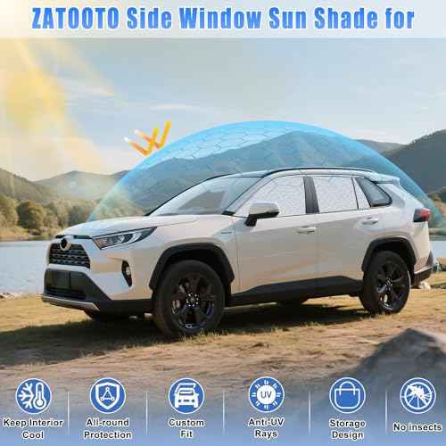 ZATOOTO Car Window Shades for Toyota RAV4 2019-2024, 4 Pcs Magnetic Car Window Covers, 100% UV Protection Foldable Privacy Curtains Side Window Sun Shade for Baby Breastfeeding Sleeping Camping - color: Toyota RAV4 2019-2024
