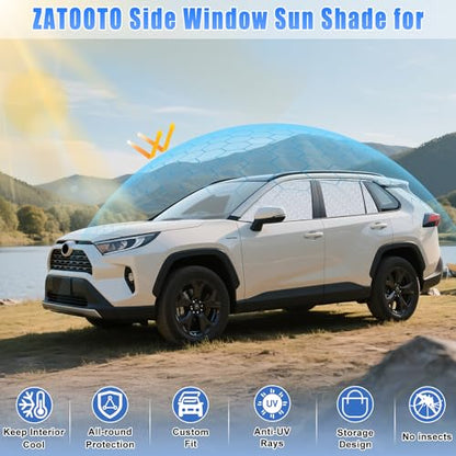 ZATOOTO Car Window Shades for Toyota RAV4 2019-2024, 4 Pcs Magnetic Car Window Covers, 100% UV Protection Foldable Privacy Curtains Side Window Sun Shade for Baby Breastfeeding Sleeping Camping - color: Toyota RAV4 2019-2024
