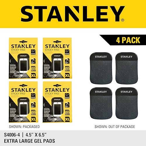 Stanley S4006 4.5" x 6.5" Extra-Strong Anti-Slip Grip Dashboard Gel Pad for Cell-Phone, Tablet, GPS, Keys or Sunglasses, Pack of 4 - size: XL, style: Pack of 4