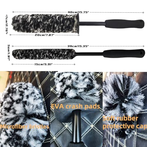 4PCS Wheel Brush Kit for Cleaning Wheel and Tire, Wheel and Rim Brush, Car Detailing Brushes, 360 Degree Bendable & Durable Car Wheel Rim Cleaner Brush Set (Grey) - color: Grey