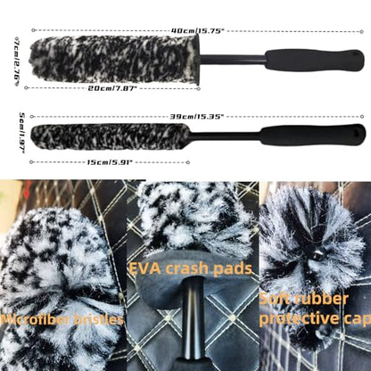 4PCS Wheel Brush Kit for Cleaning Wheel and Tire, Wheel and Rim Brush, Car Detailing Brushes, 360 Degree Bendable & Durable Car Wheel Rim Cleaner Brush Set (Grey) - color: Grey