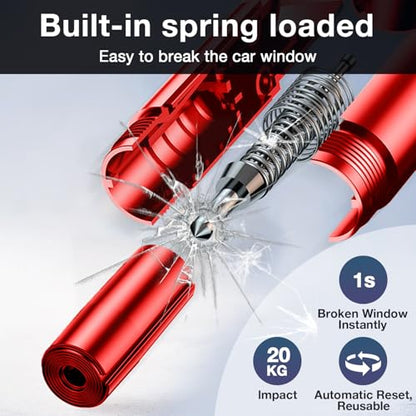 MOTORBUDDY Car Window Breaker Tool, 2-in-1 Window Breaker Seatbelt Cutter, Emergency Glass Breaker and Auto Escape Tool，Car Accessories for Women - color: Red （2 pack)