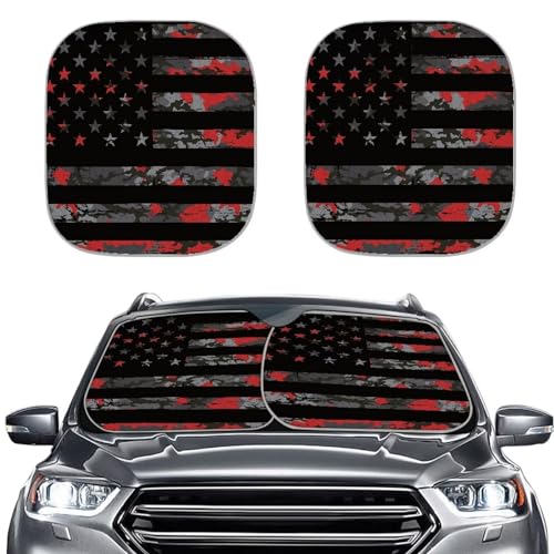 American Flag Car Front Windows Sunshade 2 Pieces Automotive Windshield Sunshade Universal Car Sunshade Visor Protector for Sedans SUV Van - color: American Flag Camouflage