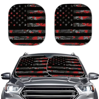 American Flag Car Front Windows Sunshade 2 Pieces Automotive Windshield Sunshade Universal Car Sunshade Visor Protector for Sedans SUV Van - color: American Flag Camouflage