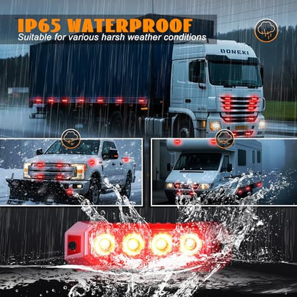 4PCS 4 LED Red Strobe Light, Surface Mount Strobe Lights for Trucks Car Vehicle Warning Flashing Beacon Hazard Emergency Lights Ultra Slim Sync Feature Mini Grille for Cars Trucks SUV RV ATV - color: Red