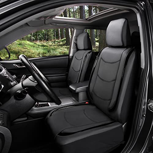 FH Group Full Set Faux Leather Car Seat Covers - Universal Fit, Low Back Front Seat Covers, Airbag Compatible, Split Bench Rear Seat Cover for SUV, Sedan Black - color: Black, style: Seat Covers