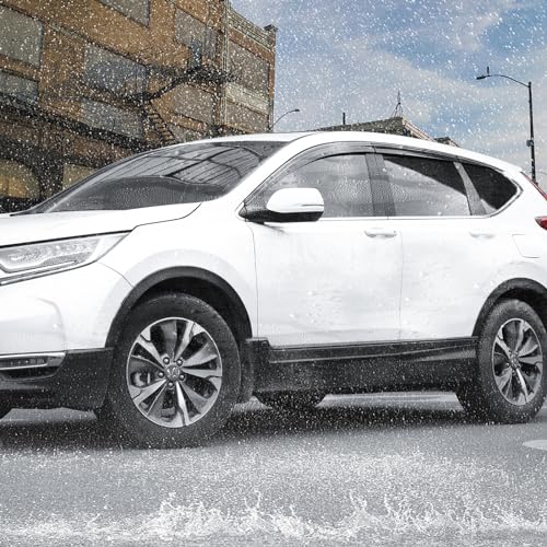 Black Rain Guards Fit for Honda CR-V (CRV 2017 2018 2019 2020 2021 2022 Tape-On Side Shatterproof Window Visor, Window Deflectors, Rain Visors, 6-Piece Set - size: Fit for Honda CR-V 2017-2022 Tape-On
